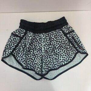 Lululemon Run Speed Up Shorts green  Black Multi Spots Lined Size 4